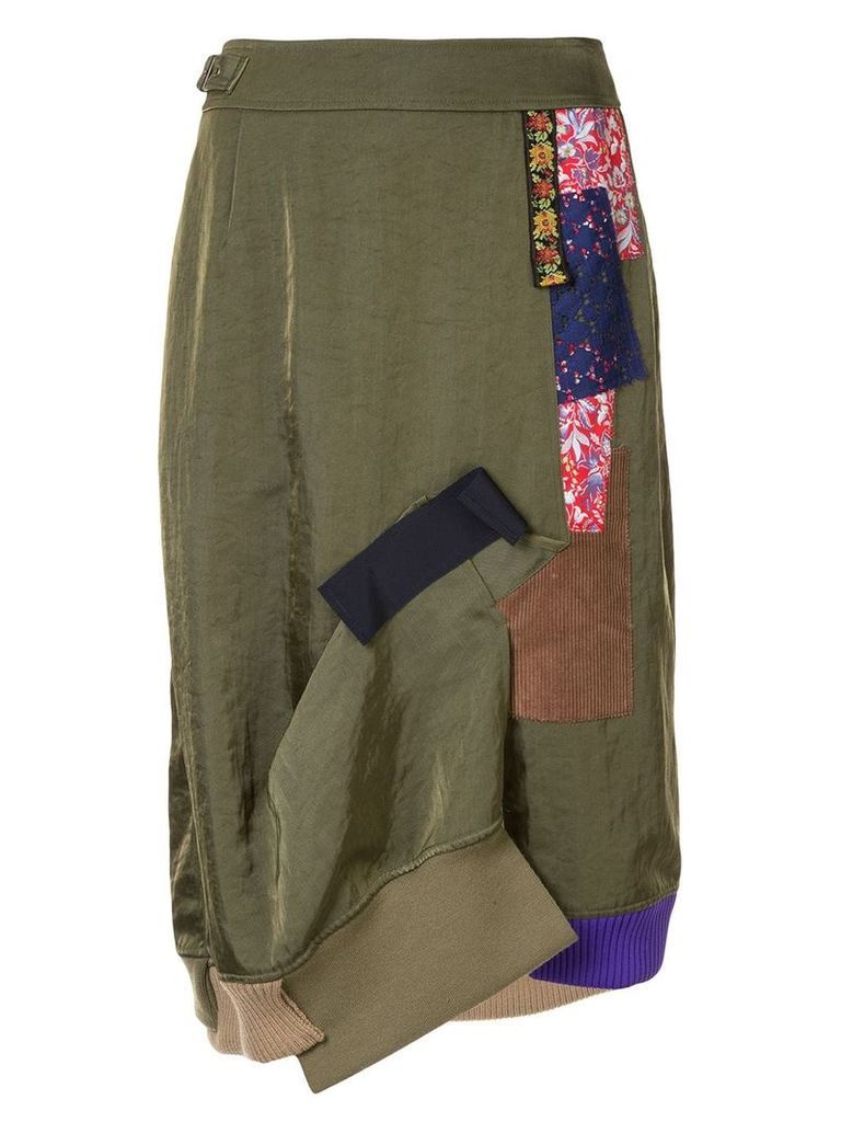 Kolor patchwork midi skirt - Green