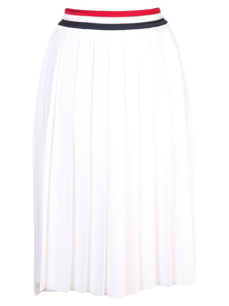 Thom Browne stripe detail pleated midi skirt - White