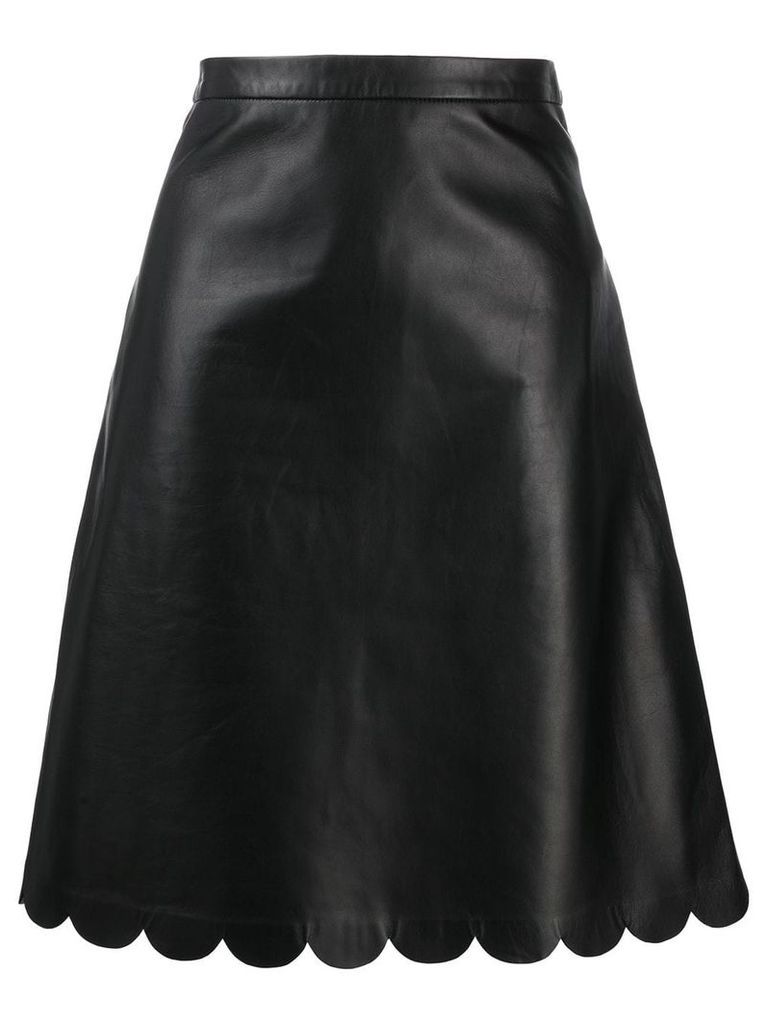 Red Valentino scalloped edge leather skirt - Black