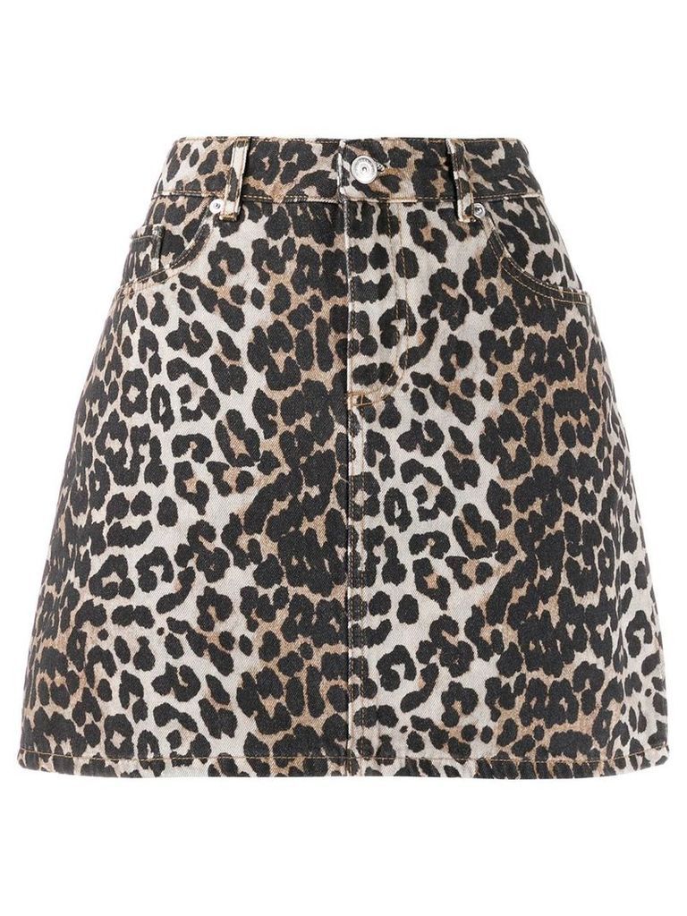 GANNI leopard print mini skirt - NEUTRALS