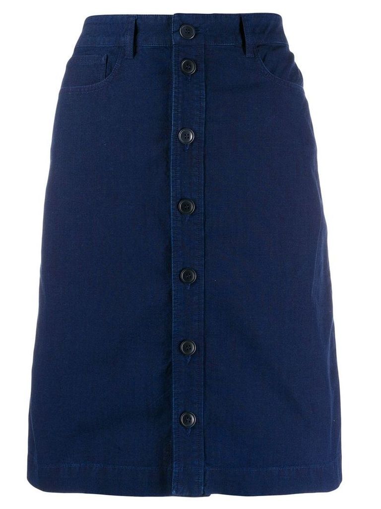 A.P.C. button-through A-line skirt - Blue