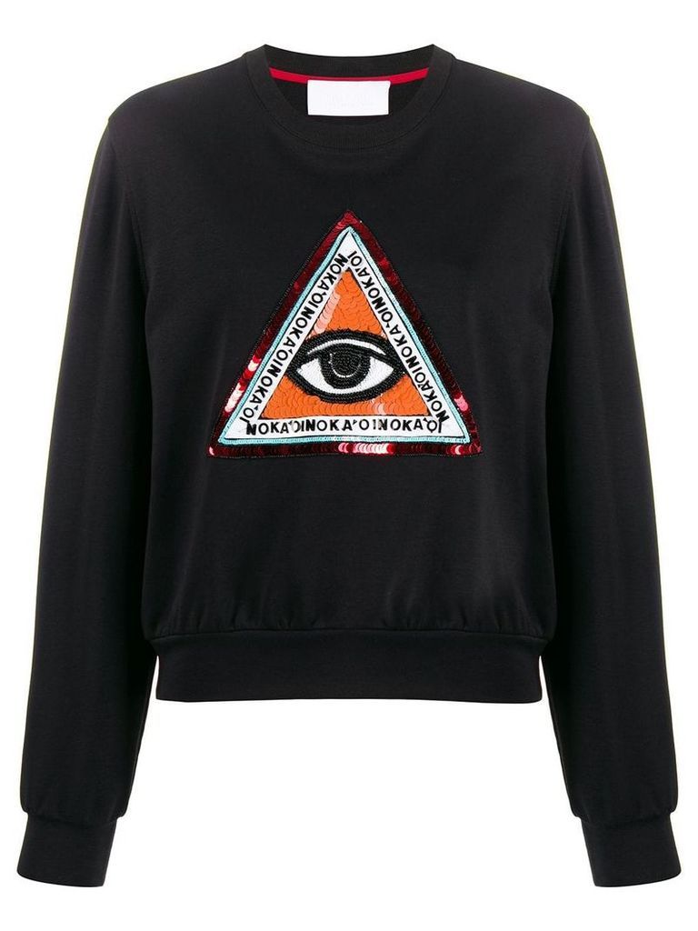 No Ka' Oi beaded embroidery sweatshirt - Black