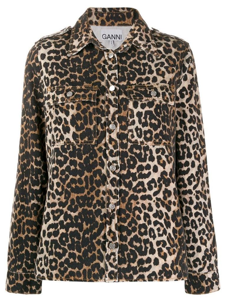 GANNI leopard print shirt jacket - Brown