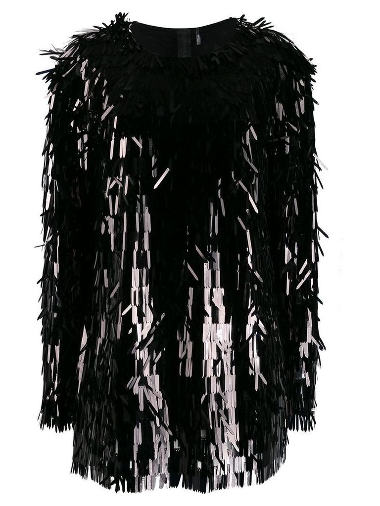 Norma Kamali all-over sequin fringe top - Black