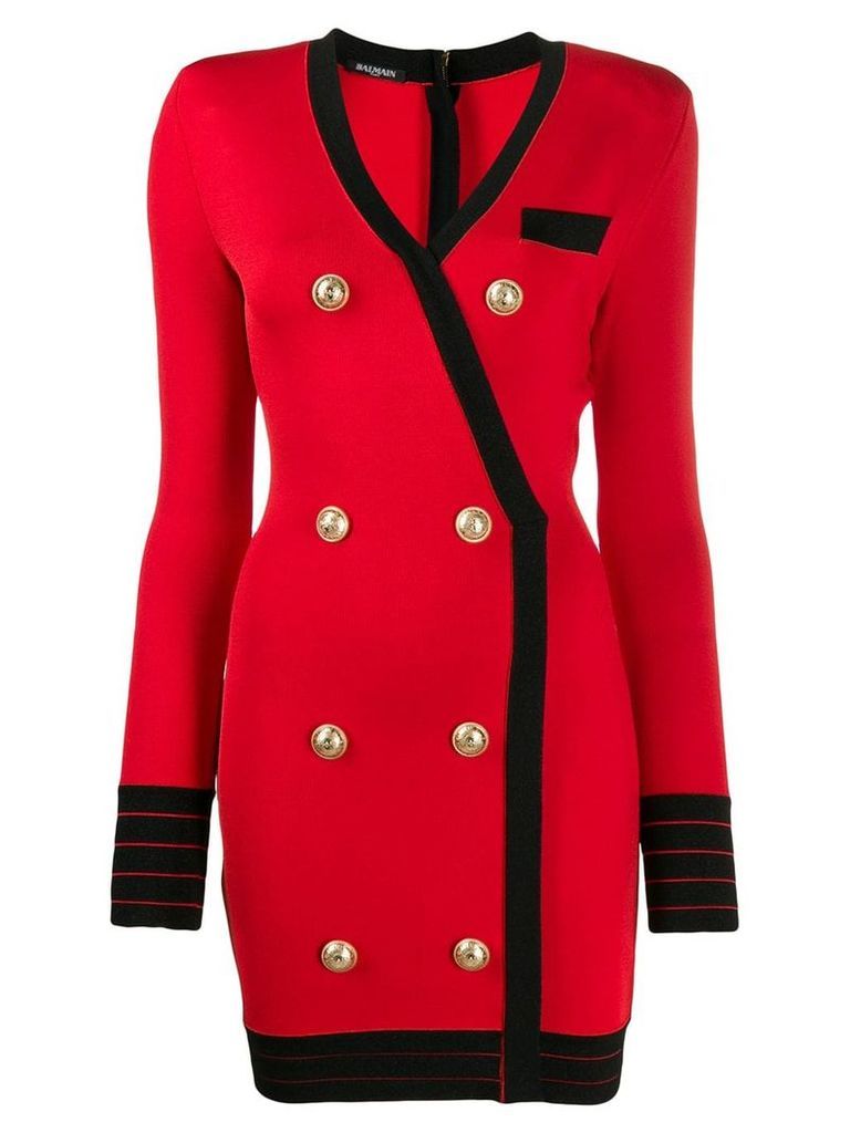 Balmain double-breasted wrap dress - Red