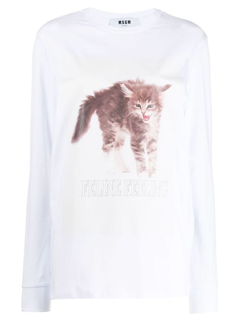 MSGM printed cat sweatshirt - White