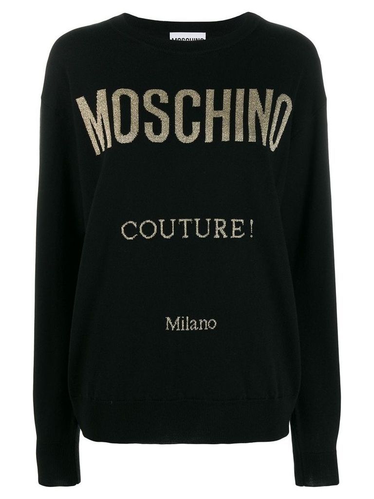Moschino glitter logo print jumper - Black
