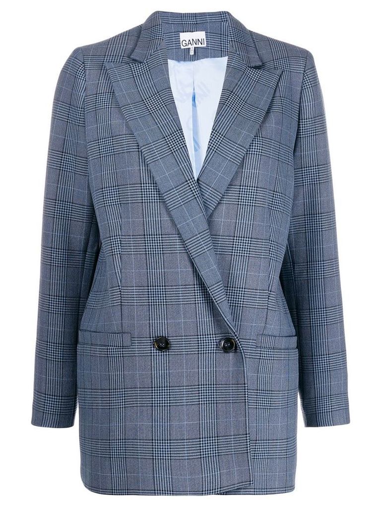 GANNI double-breasted fitted blazer - Blue