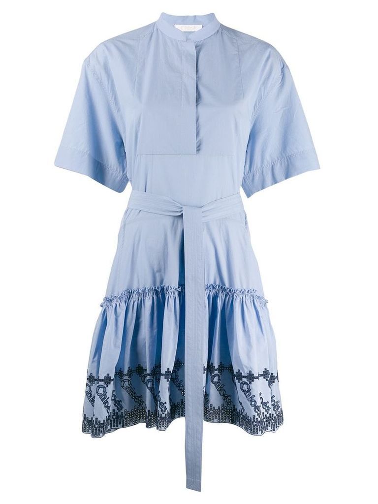 Chloé embroidered shirt dress - Blue