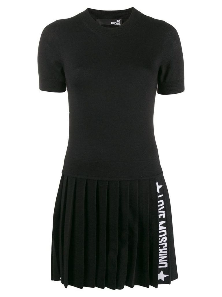 Love Moschino knitted logo stripe dress - Black