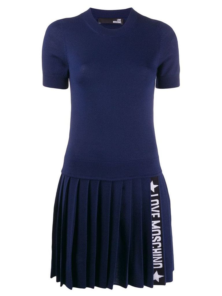 Love Moschino knitted logo stripe dress - Blue