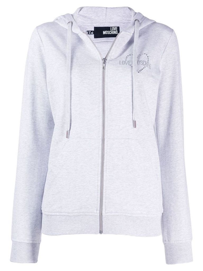 Love Moschino embellished logo hoodie - Grey