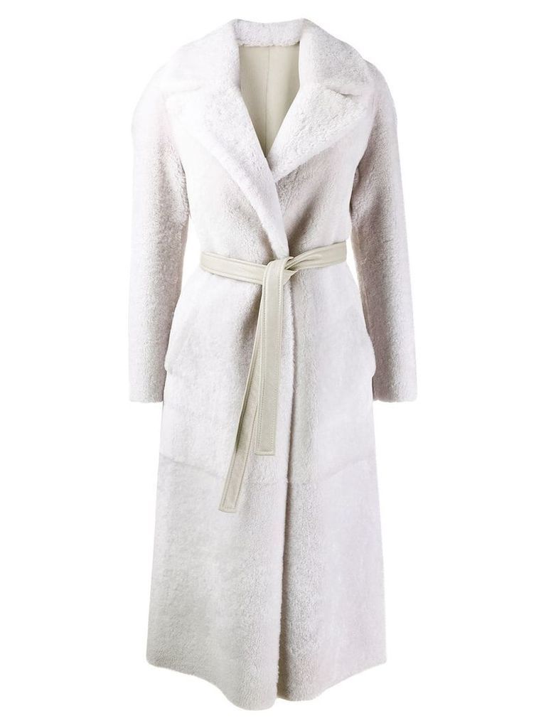 Blancha reversible belted oversized coat - White