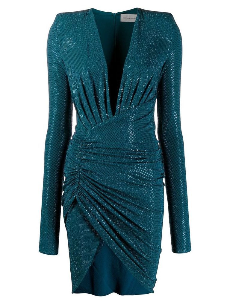 Alexandre Vauthier glass-embellished asymmetric dress - Blue