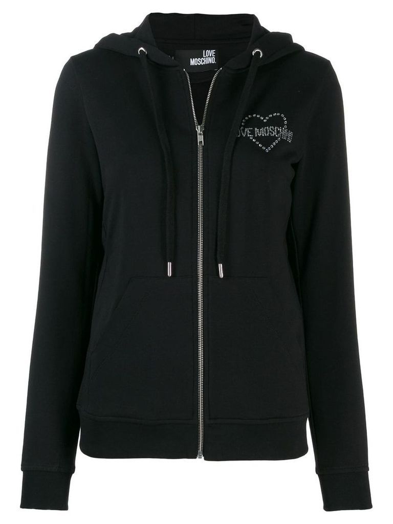 Love Moschino zip front logo hoodie - Black