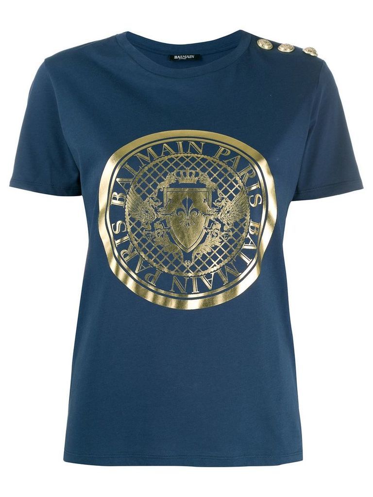 Balmain medallion print T-shirt - Blue