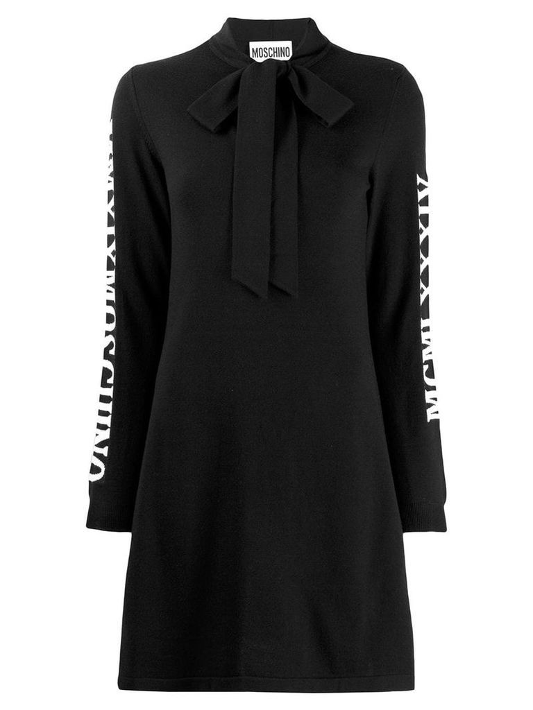 Moschino bow neck knitted dress - Black