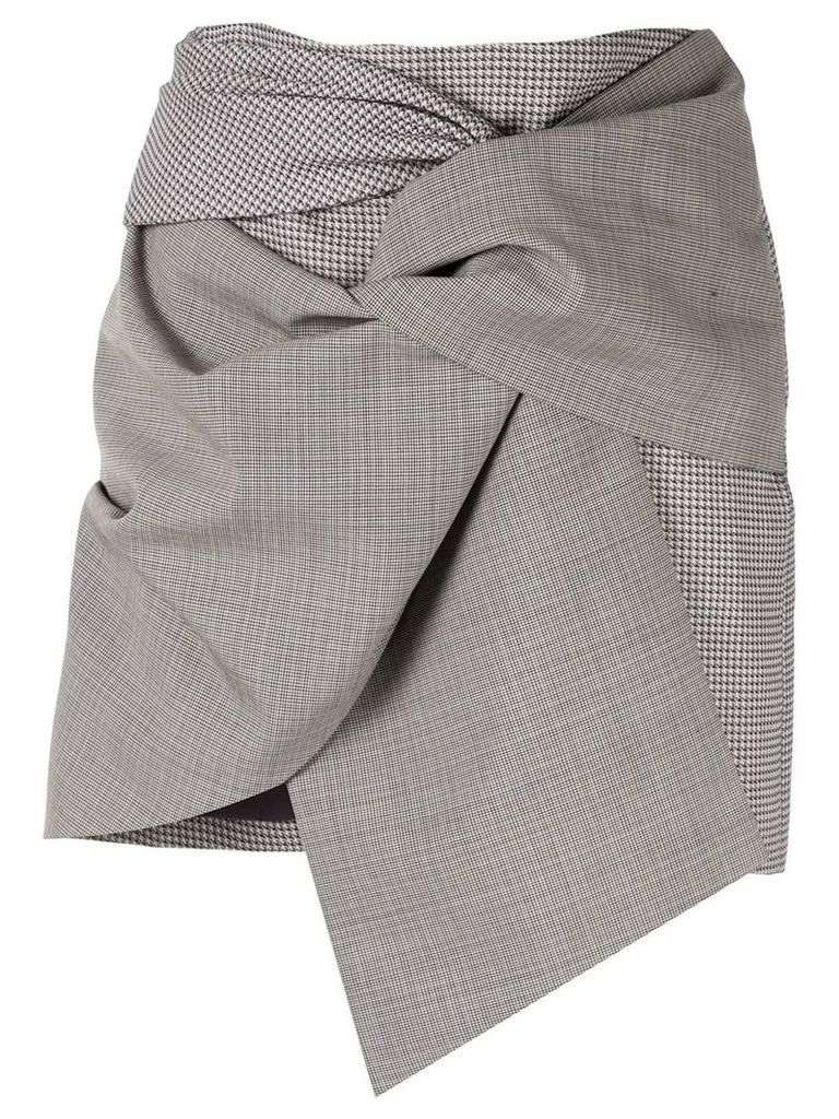 Acler Houndstooth asymmetric mini skirt - Grey