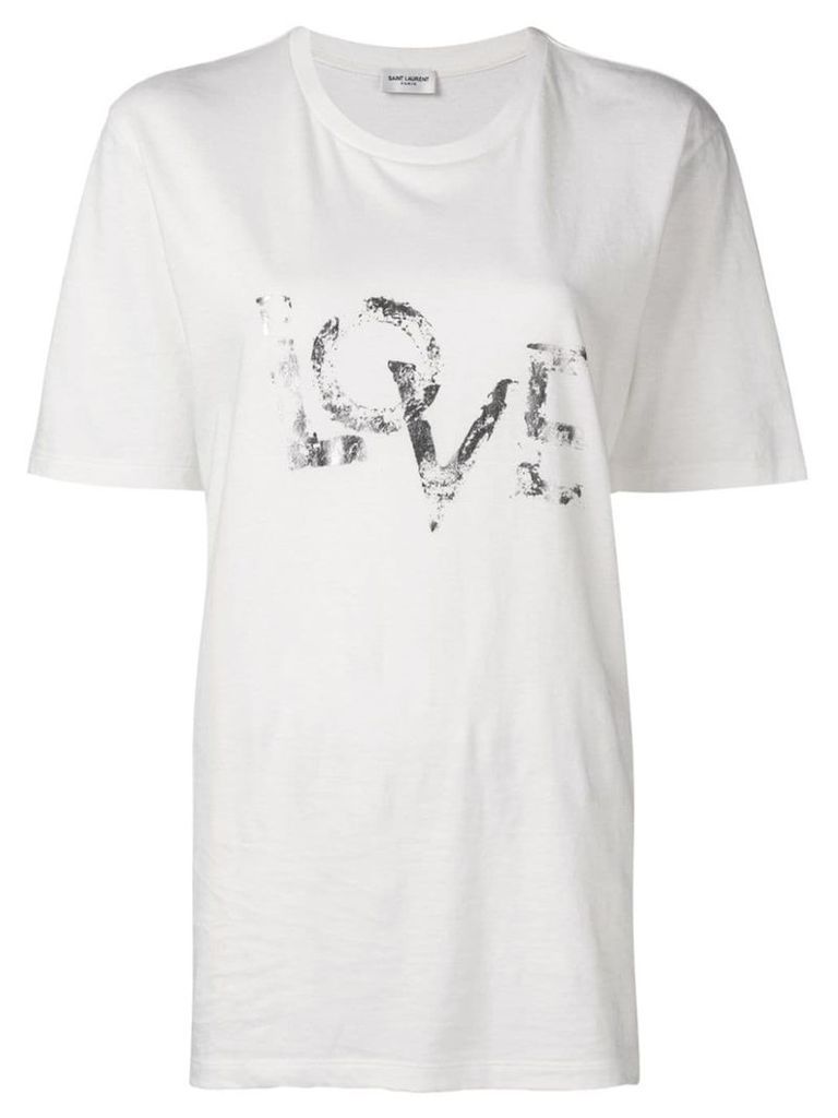 Saint Laurent faded LOVE printed T-shirt - White