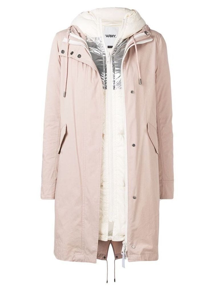 Yves Salomon Army layered hooded coat - PINK