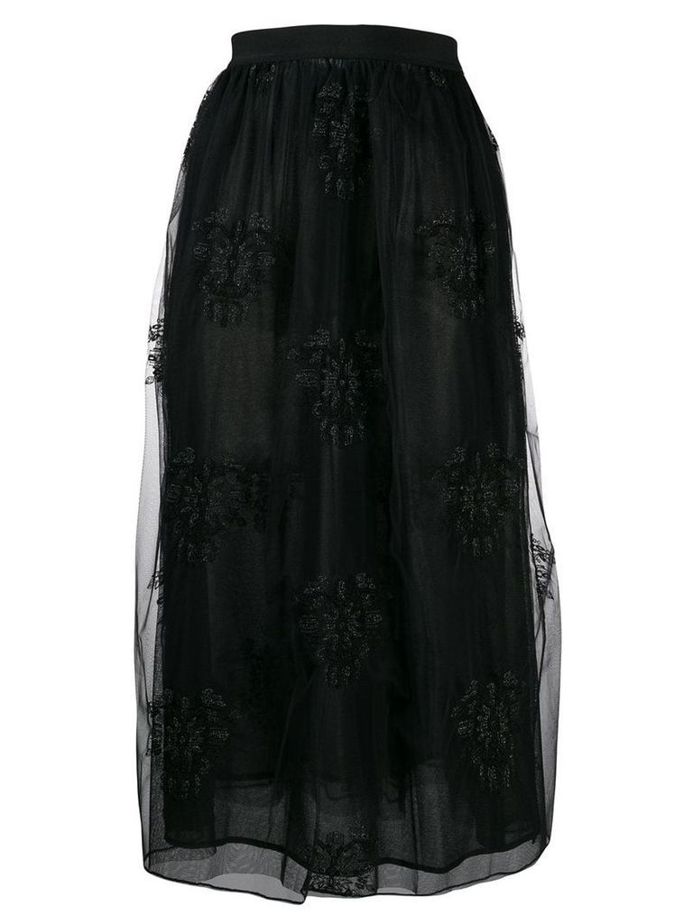 Pinko embroidered tulle midi skirt - Black