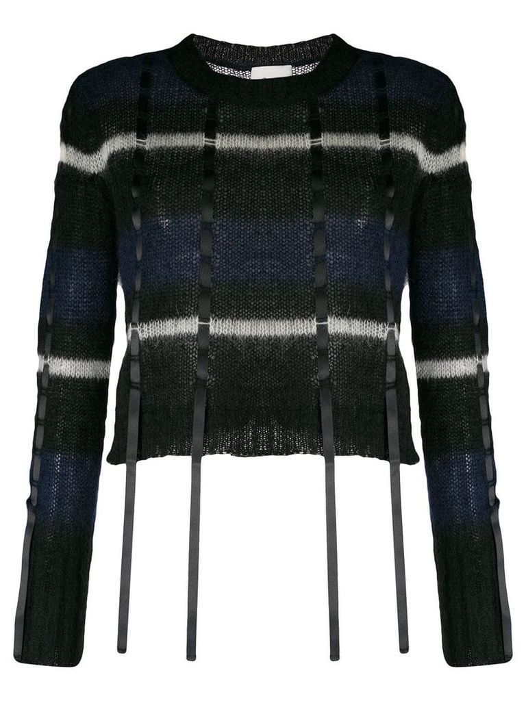 3.1 Phillip Lim striped ribbon knitted top - Black