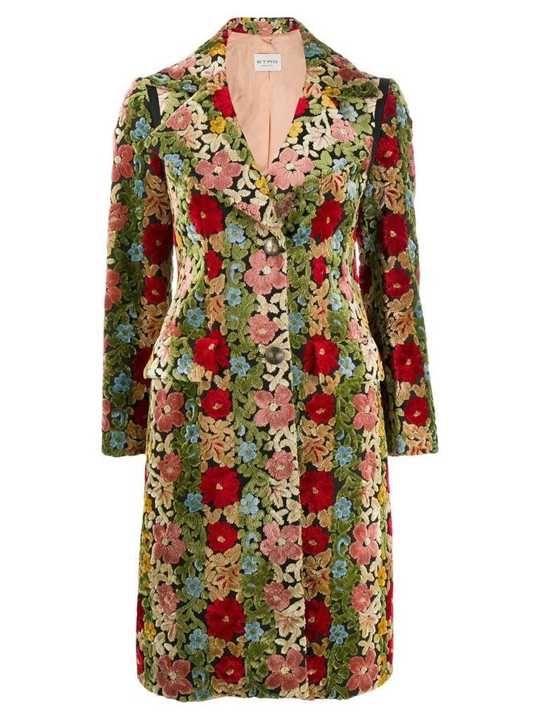 Etro floral print single-breasted coat - Red