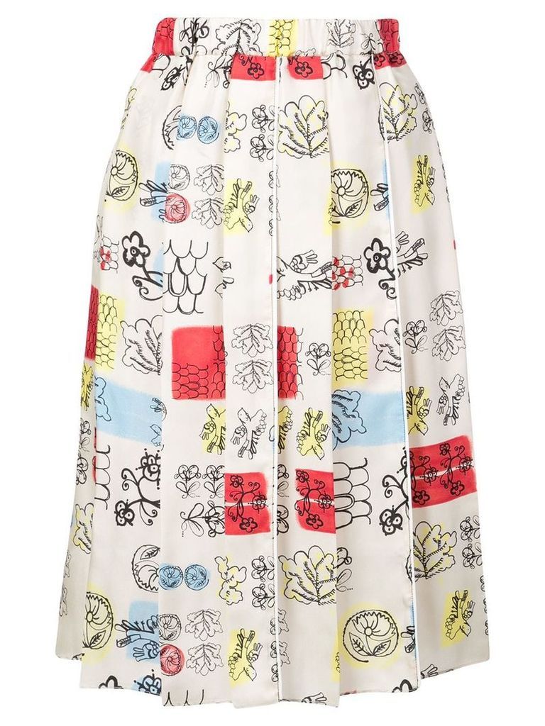 Marni sketch print skirt - NEUTRALS