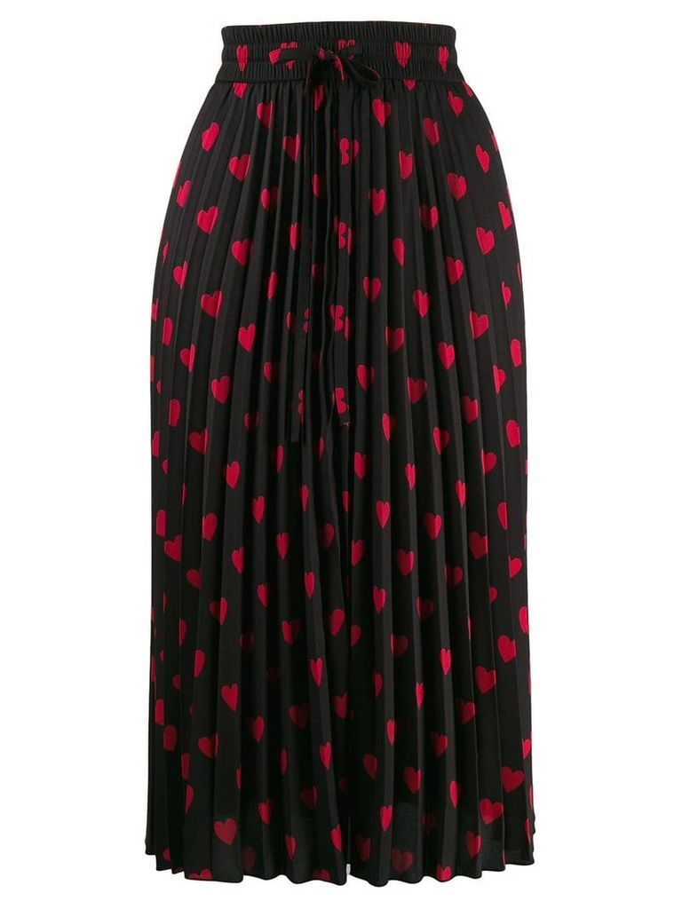 RedValentino heart print pleated skirt - Black