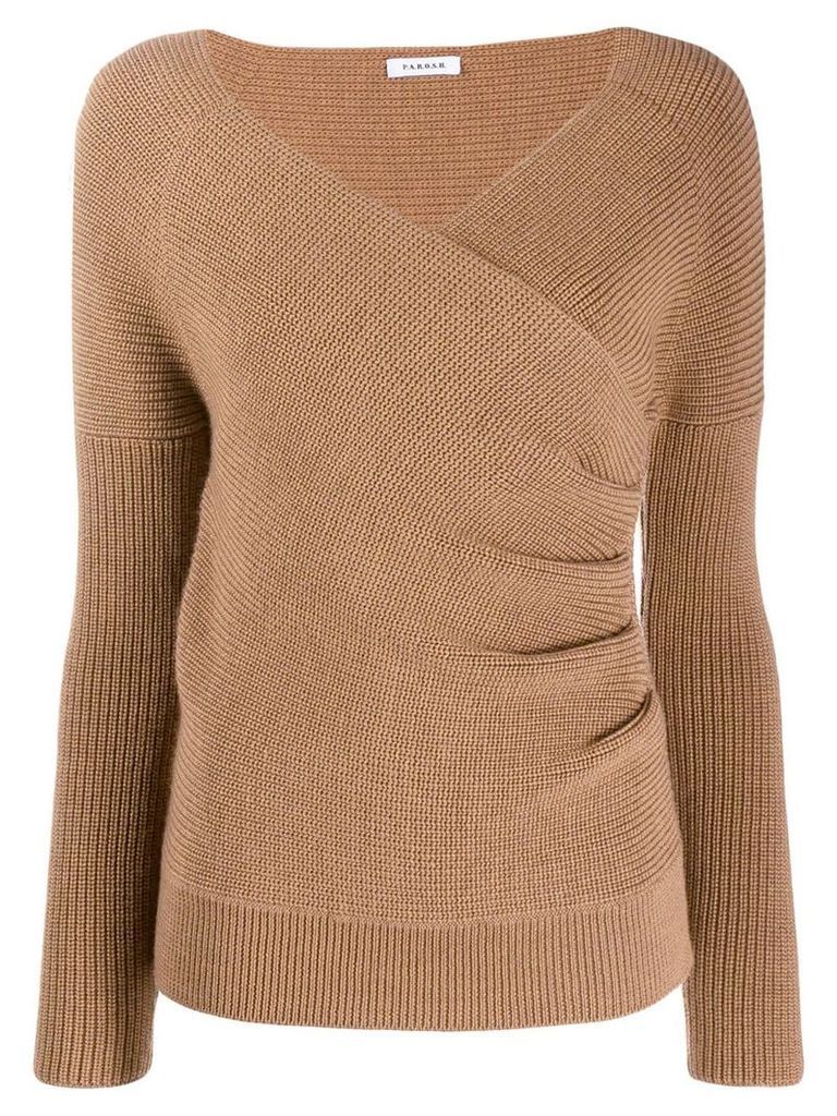 P.A.R.O.S.H. wrap-style knitted sweater - Brown