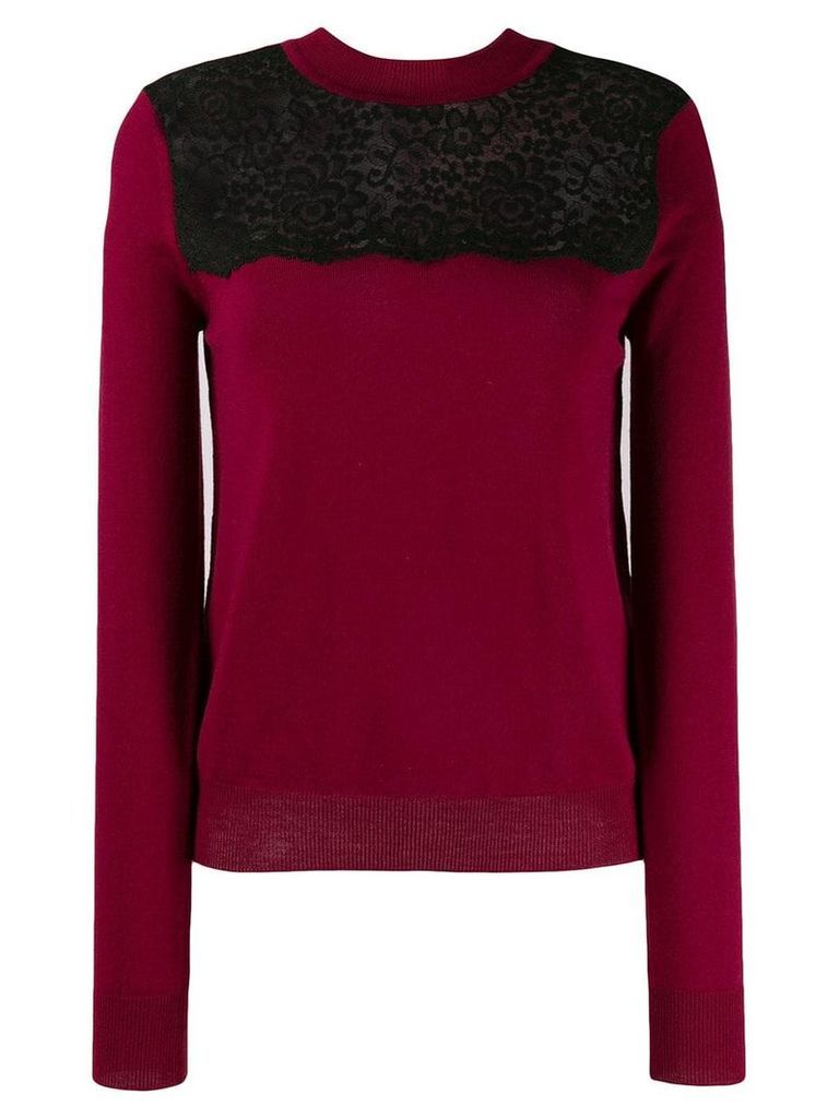 Mulberry lace panel sweater - Red