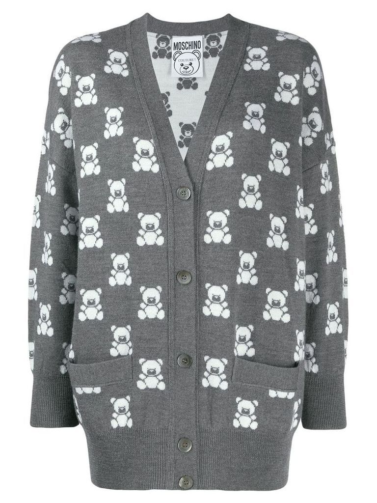Moschino Teddy Bear pattern cardigan - Grey