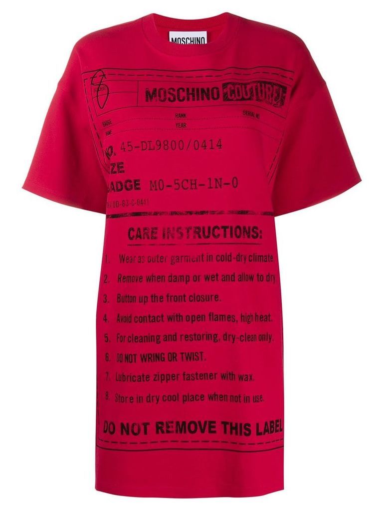 Moschino care instructions T-shirt dress - Red