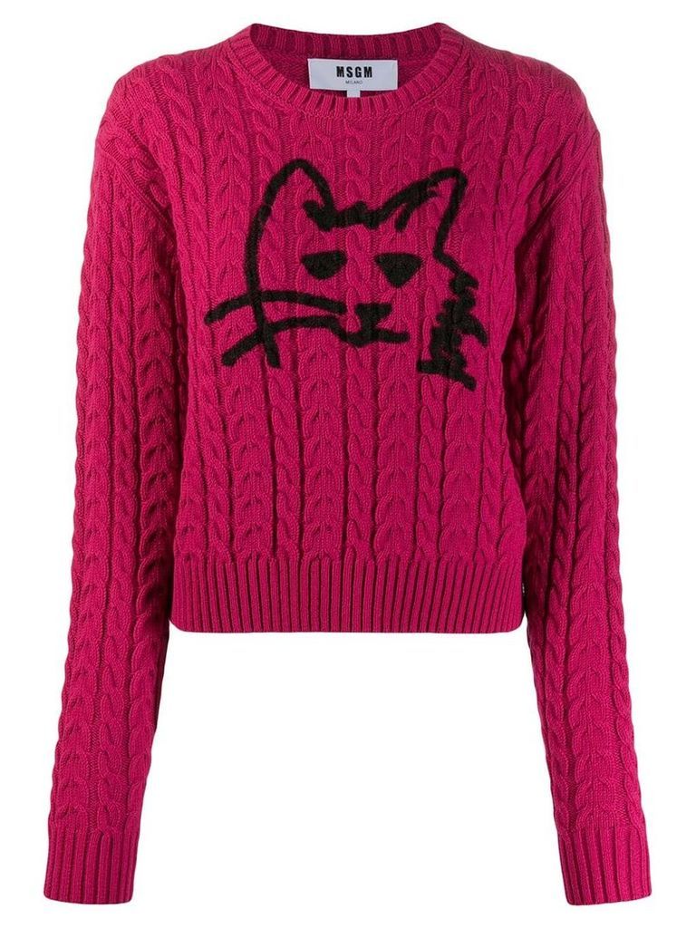 MSGM cable knit cat sweater - PINK