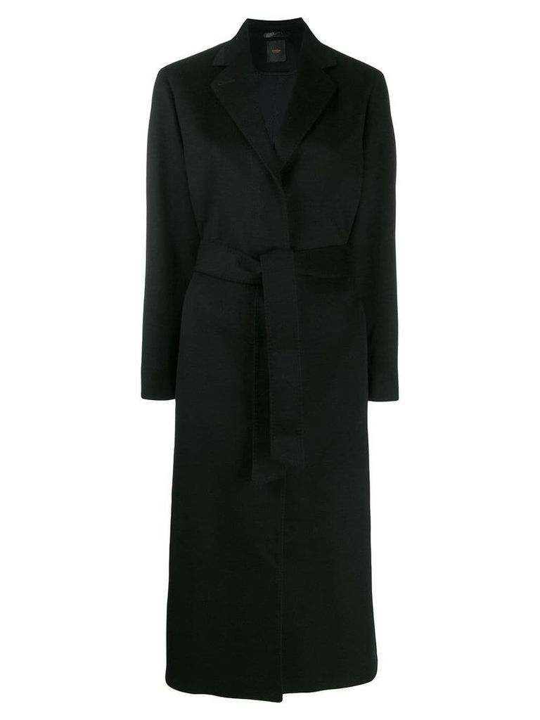 Agnona long belted coat - Black