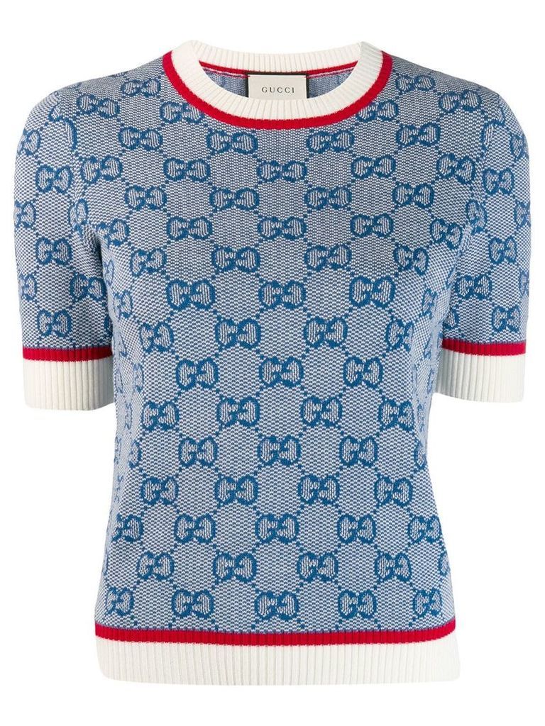Gucci GG logo print knitted top - Blue