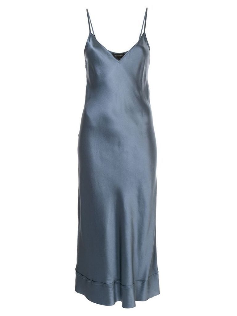 Lee Mathews Rose silk satin v-neck slip dress - Blue