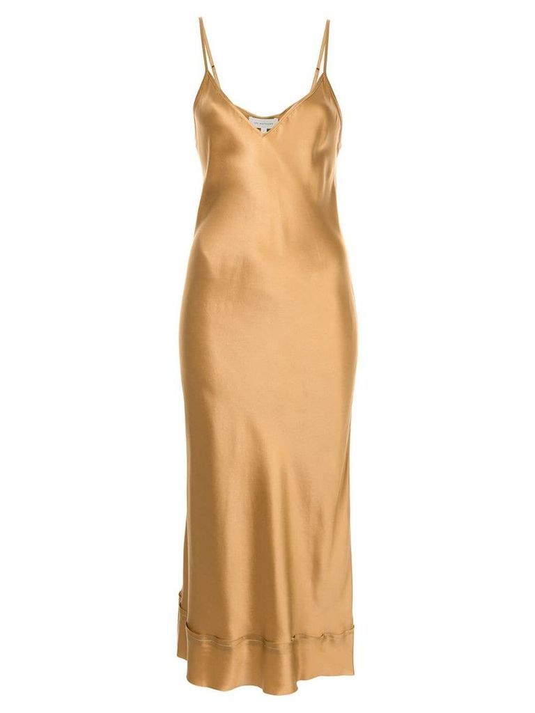Lee Mathews Rose silk satin v-neck slip dress - GOLD