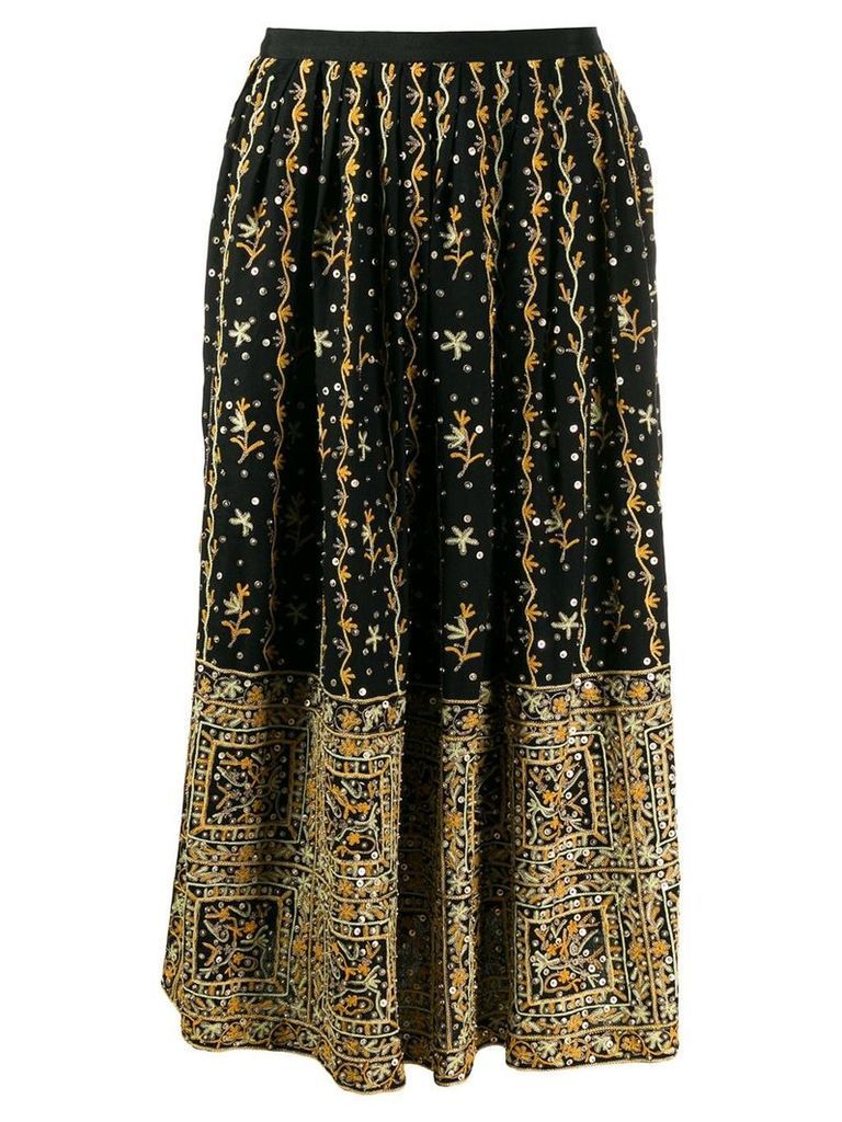 Ulla Johnson floral embroidered skirt - Black