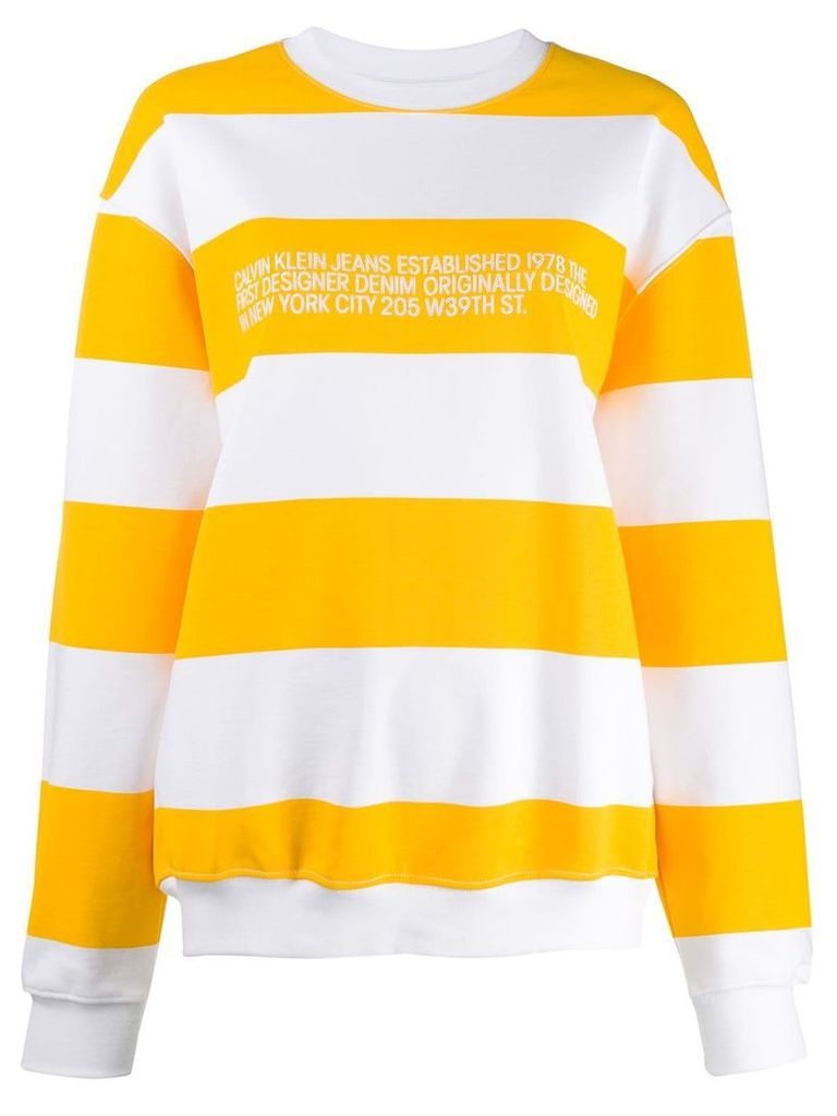 Calvin Klein Jeans Est. 1978 stripe-print logo sweatshirt - White