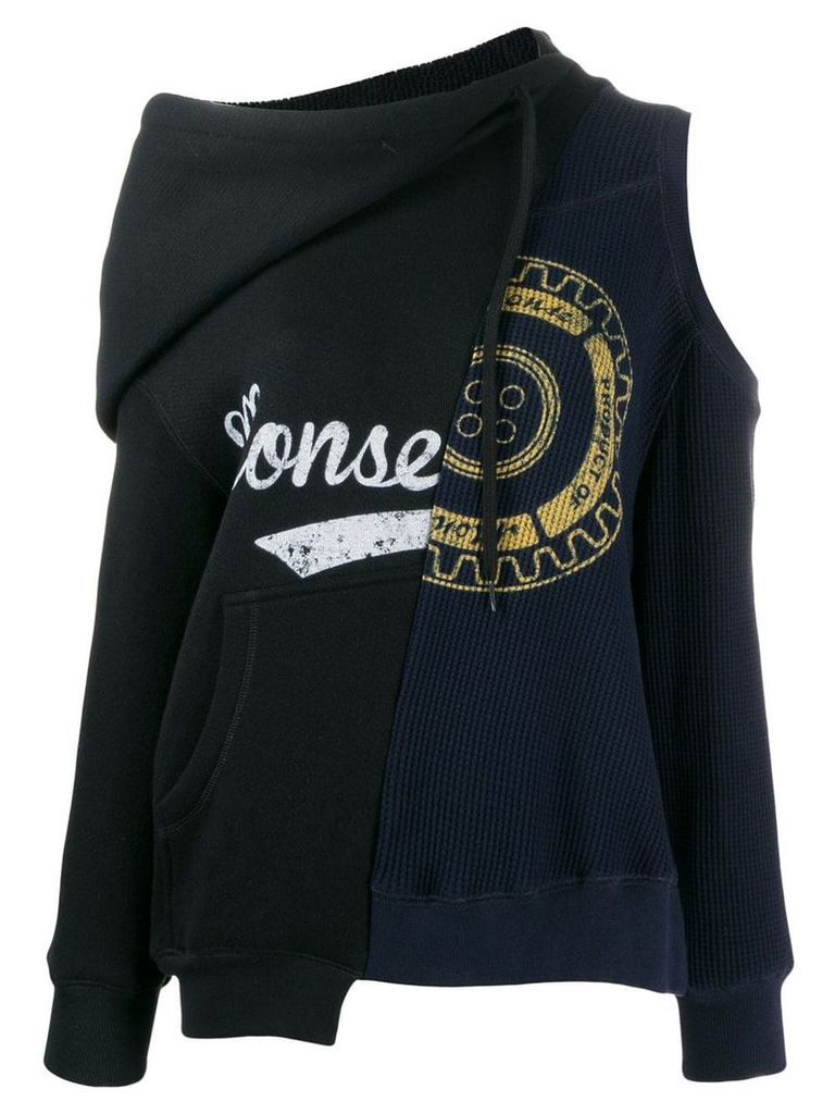 Monse asymmetric logo print sweater - Black