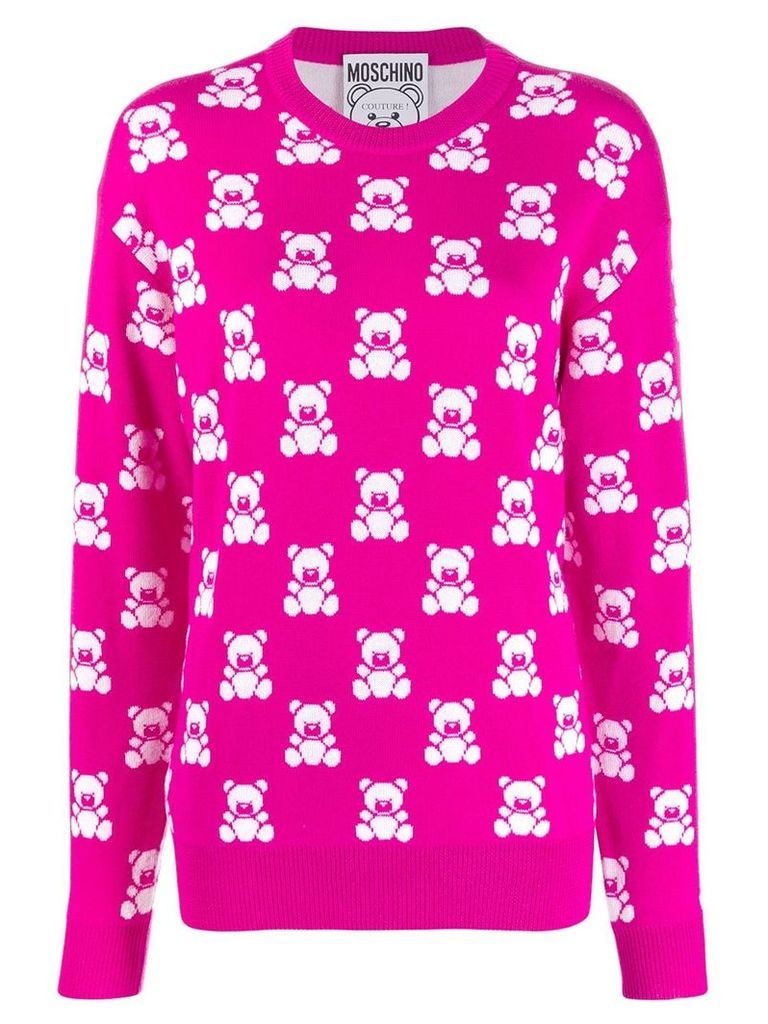 Moschino jacquard teddy bear sweater - PINK