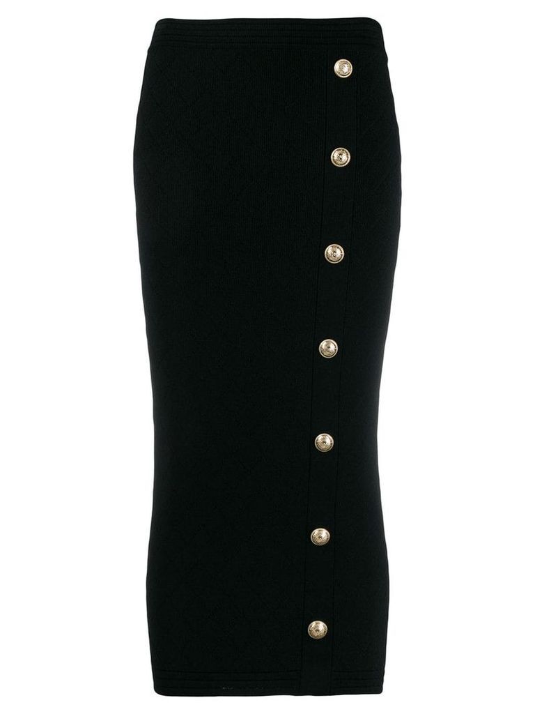 Balmain quilted fitted midi skirt - Black