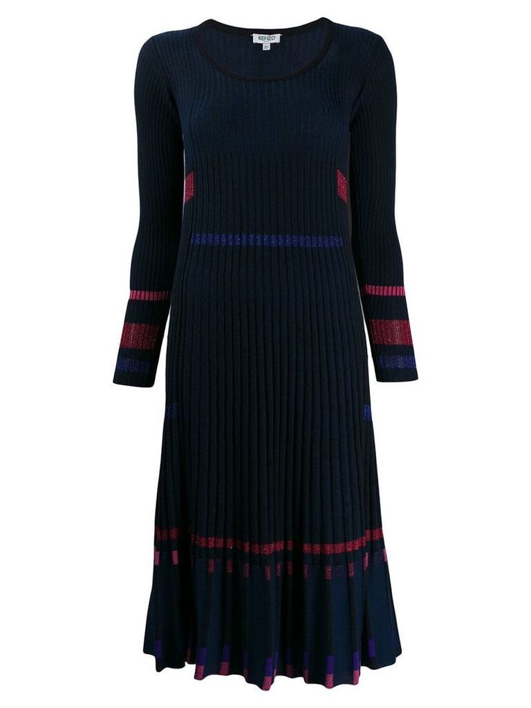 Kenzo pleated rib knit dress - Blue