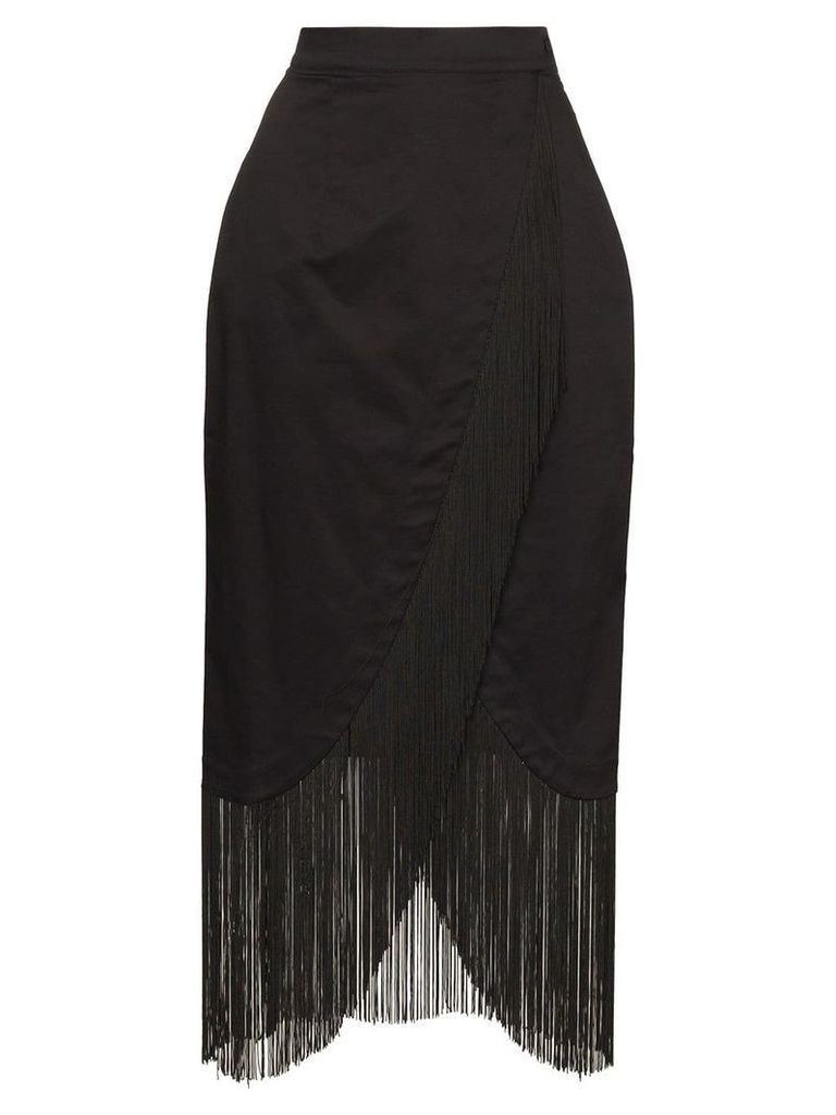 Taller Marmo wrap-front fringed skirt - Black