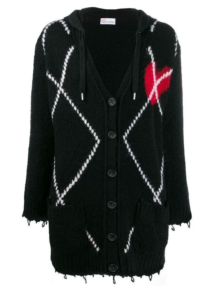 Red Valentino knitted heart cardigan - Black