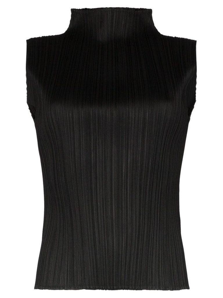 Pleats Please Issey Miyake pleated high-neck top - Black