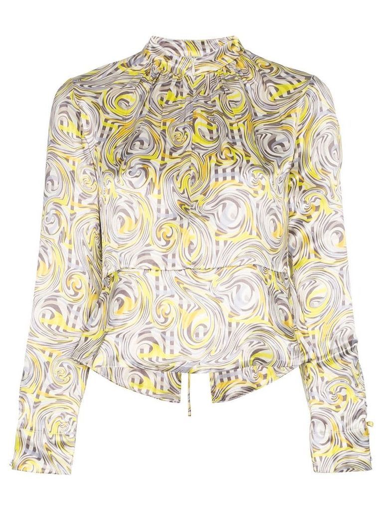 GANNI swirl print blouse - Yellow