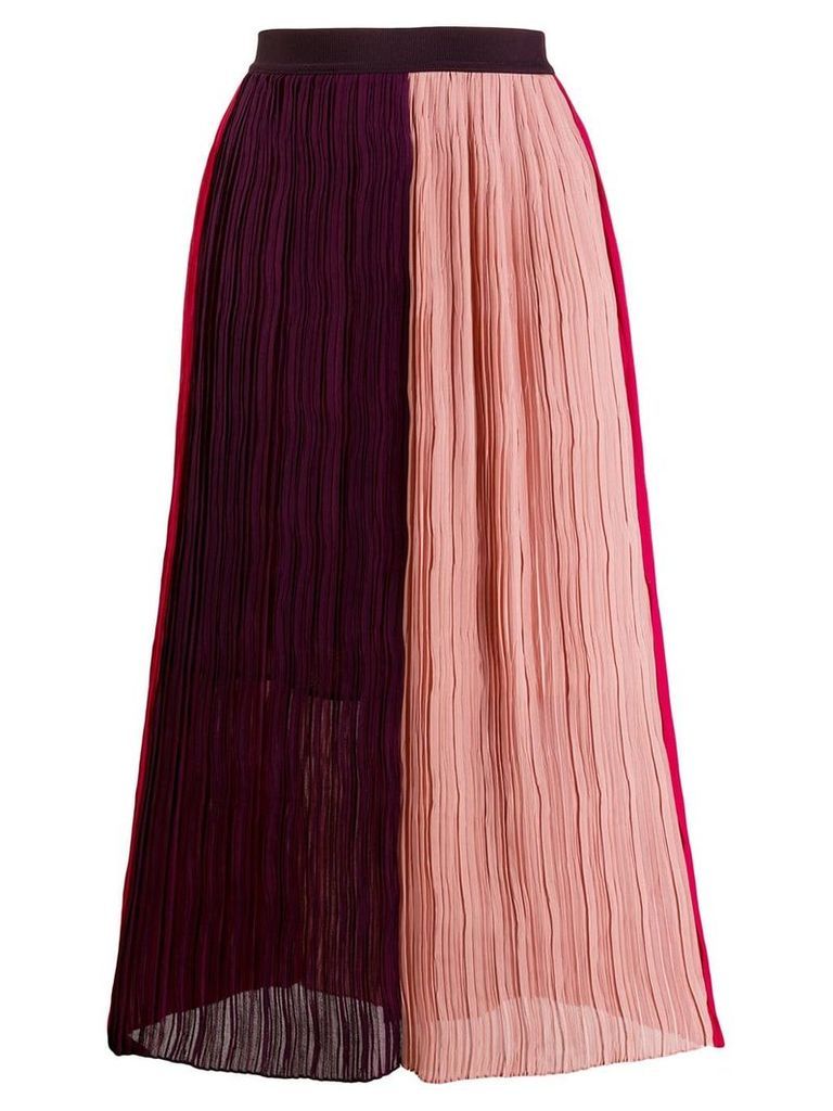 Semicouture colour-block plissé skirt - PINK
