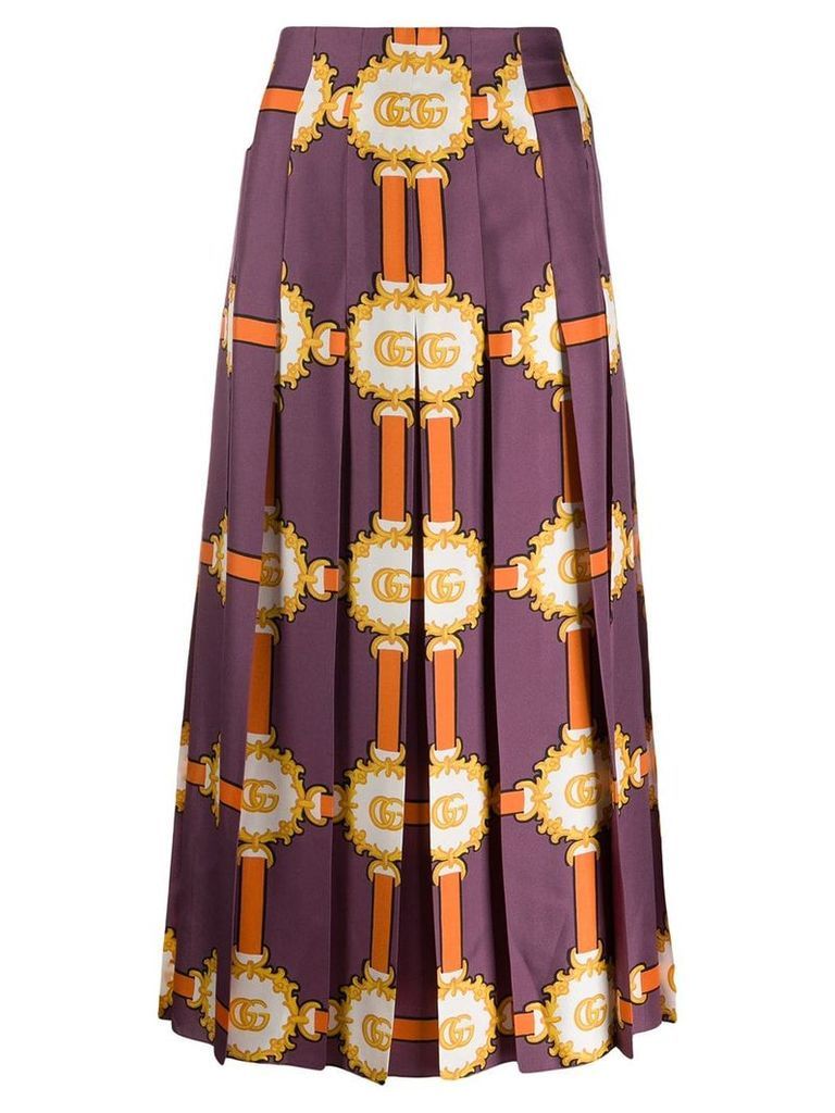 Gucci printed pleat midi skirt - PURPLE
